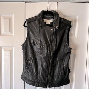 Black Treasure & Bond relaxed leather moto vest in medium